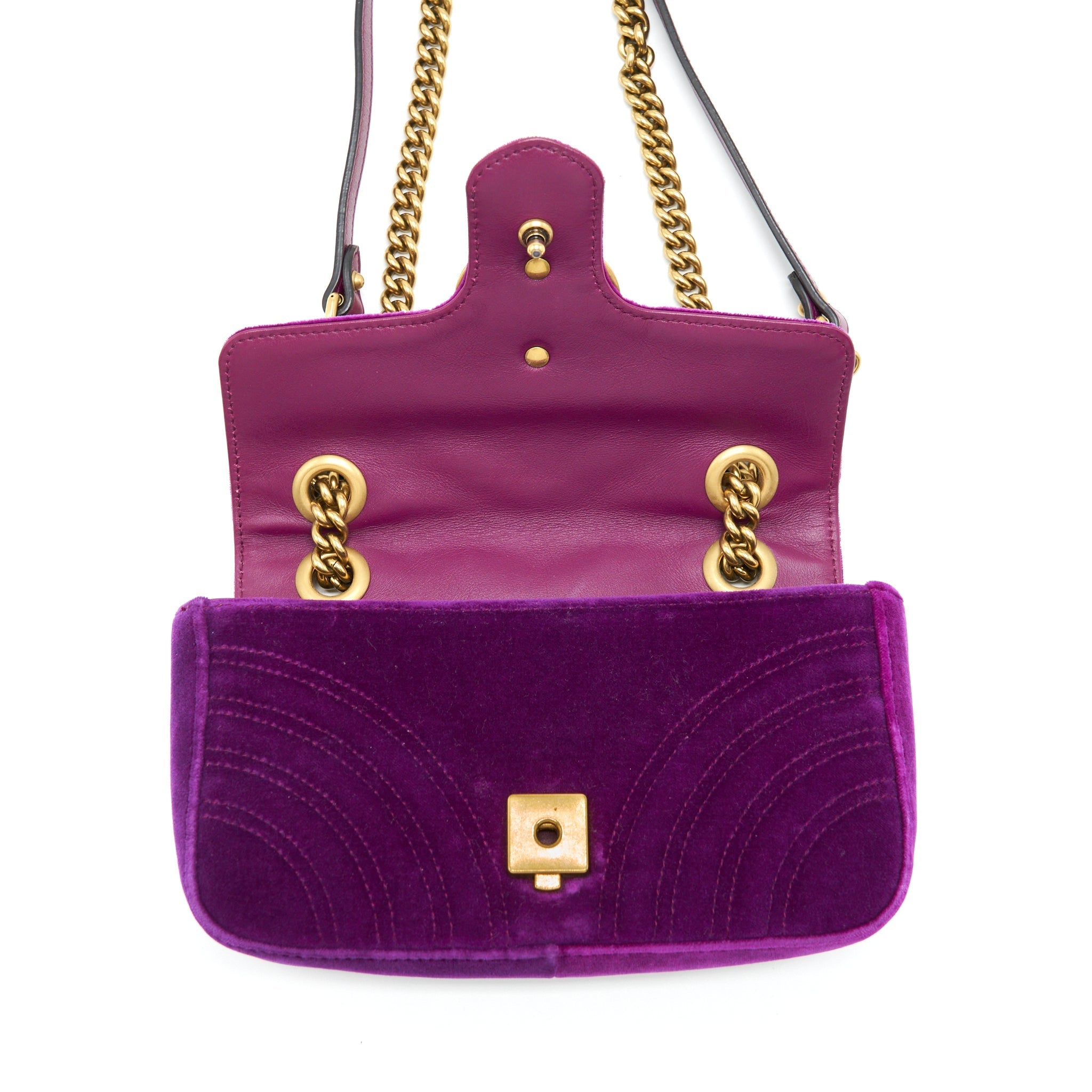 GUCCI MINI MARMONT BAG VELVET PURPLE GHW