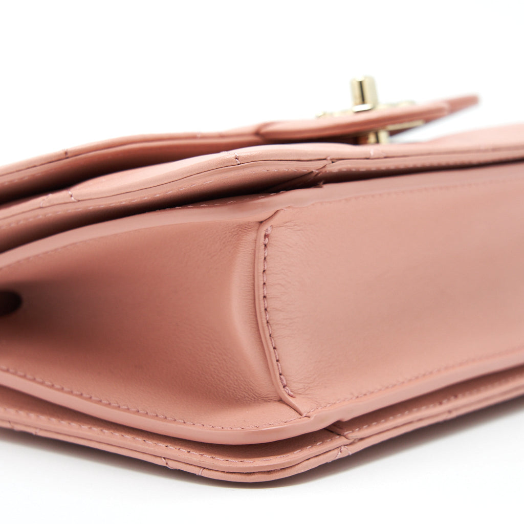 CHANEL TOP HANDLE FLAP BAG LAMBSKIN DARK PINK LGHW (MICROCHIP)