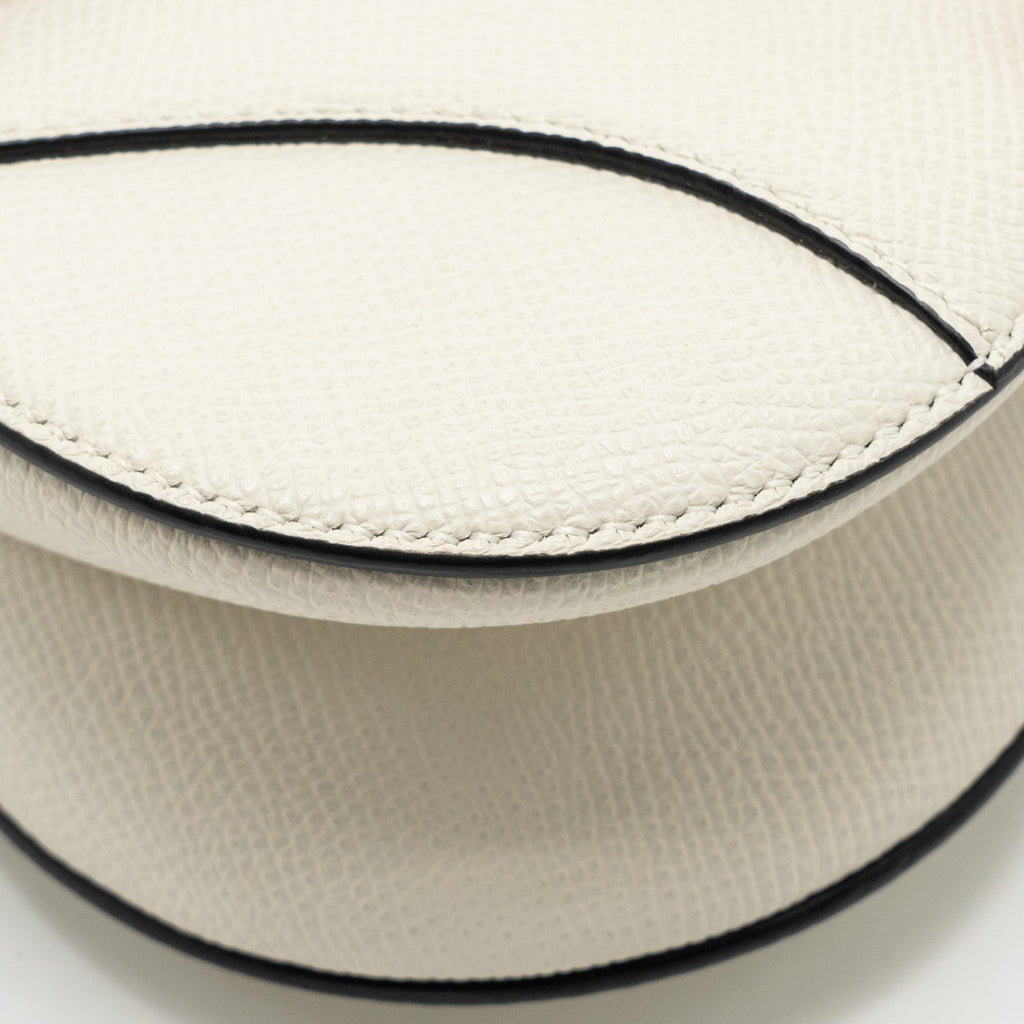 DIOR MINI SADDLE BAG CALFSKIN WHITE GHW