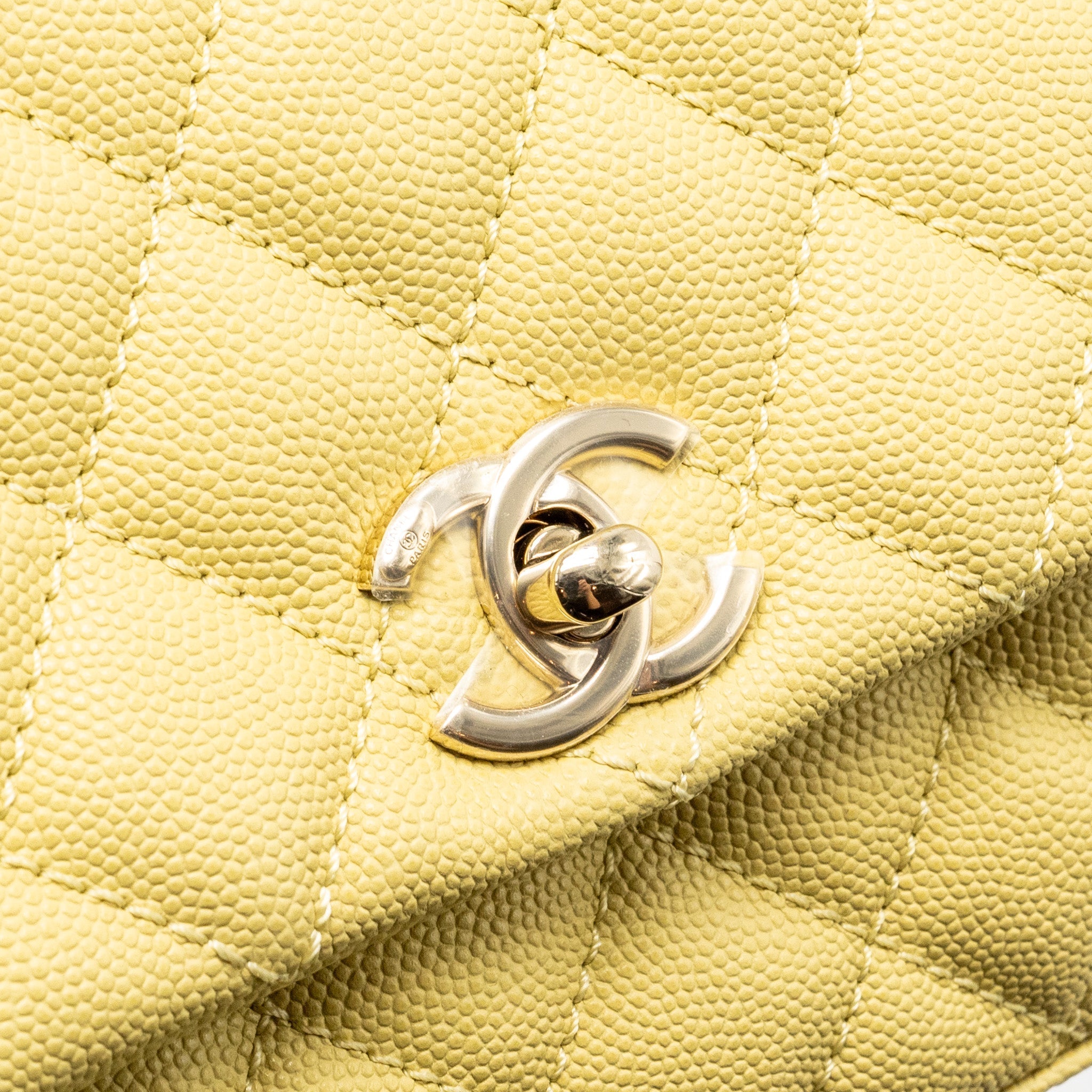 CHANEL MINI COCOHANDLE CAVIAR YELLOW LGHW