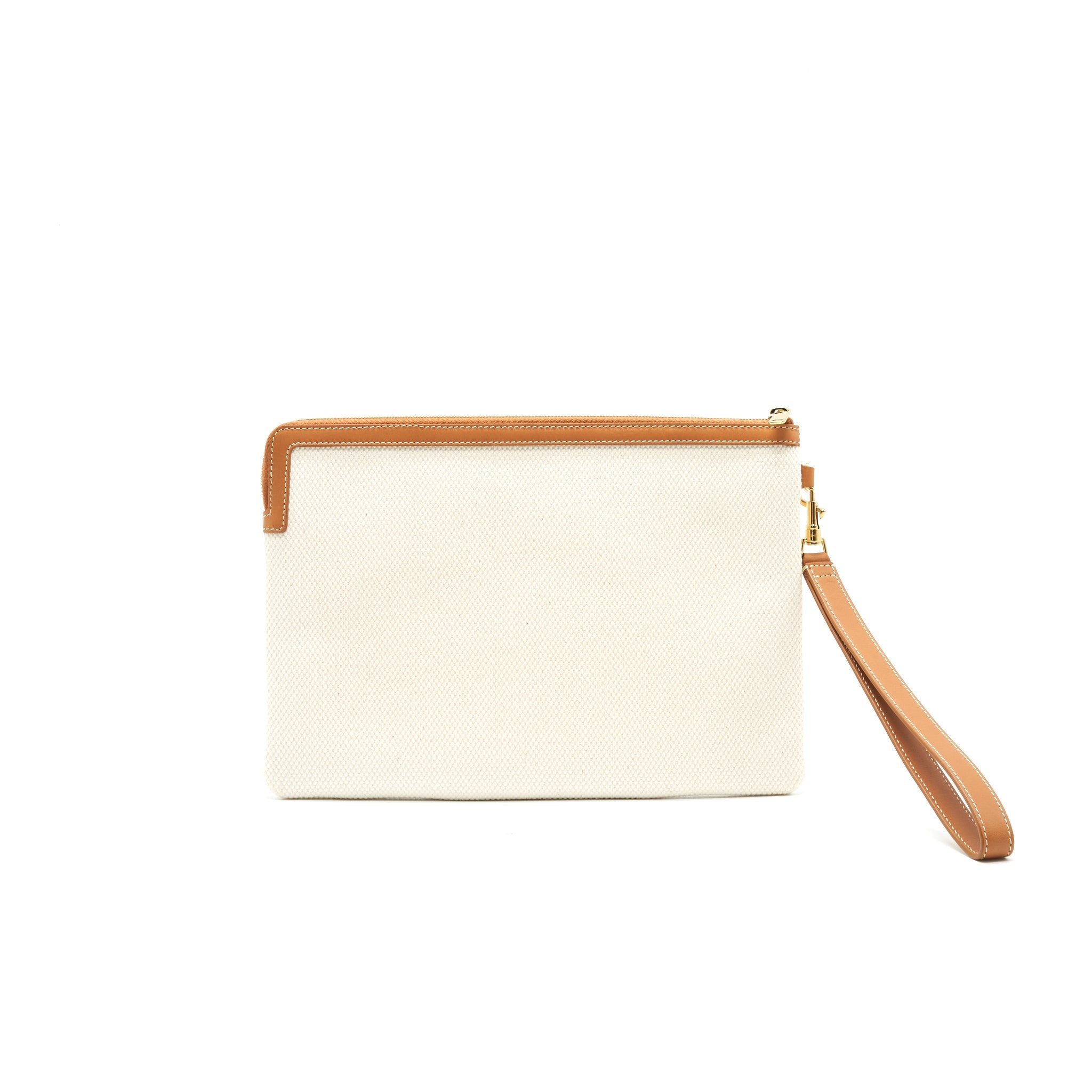 CELINE LOGO ZIP SMALL CANVAS POUCH WITH STRAP