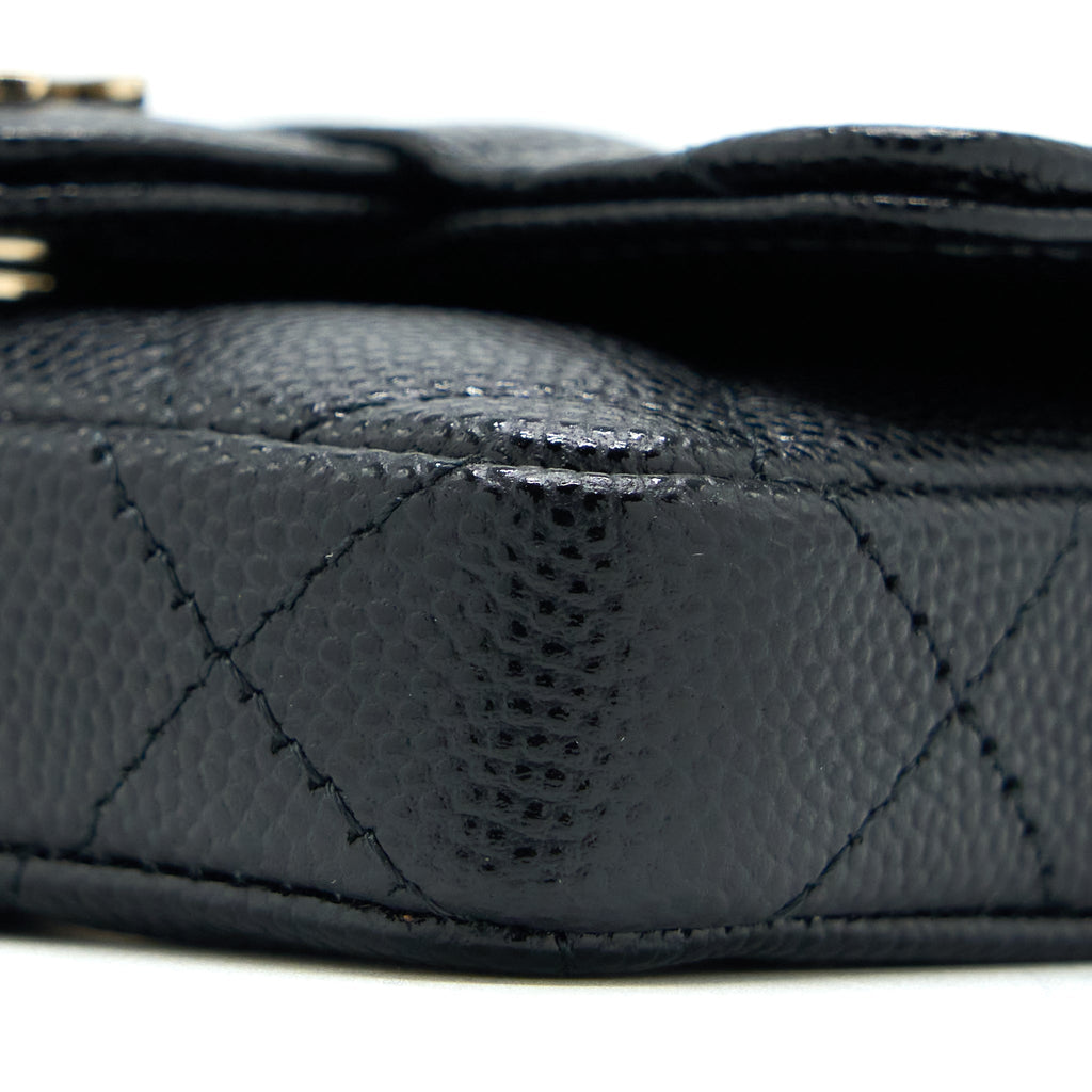 CHANEL FLAP CARDHOLDER BELT BAG CAVIAR BLACK LGHW