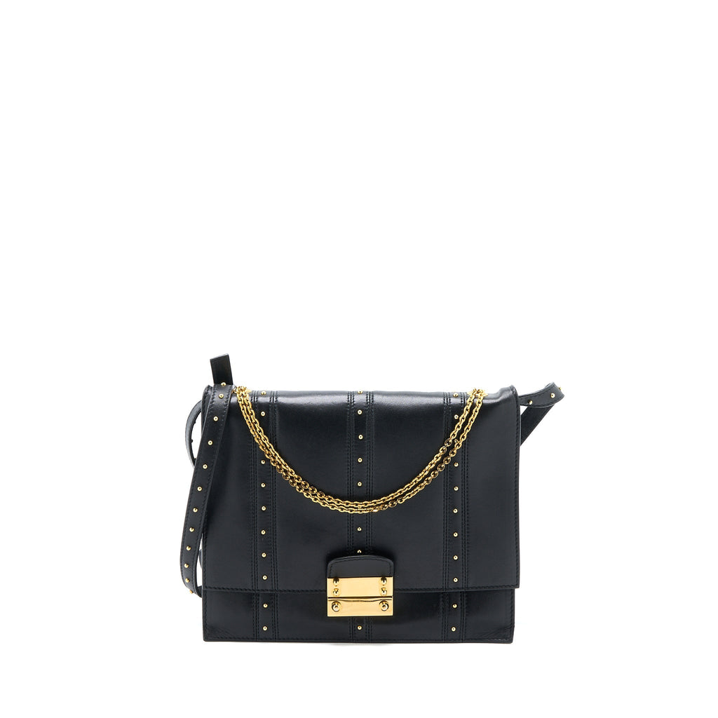 VALENTINO ROCKSTUD FLAP BAG LAMBSKIN BLACK GHW