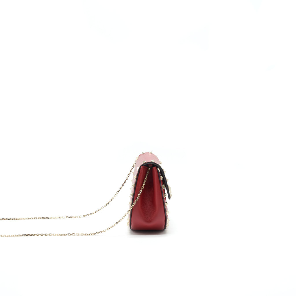 VALENTINO ROCKSTUD SMALL SADDLE BAG IN RED