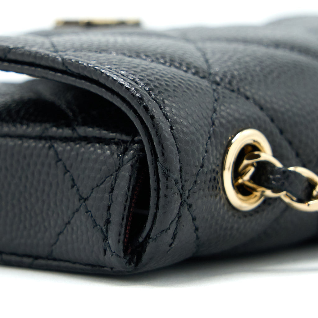 CHANEL FLAP CARDHOLDER BELT BAG CAVIAR BLACK LGHW