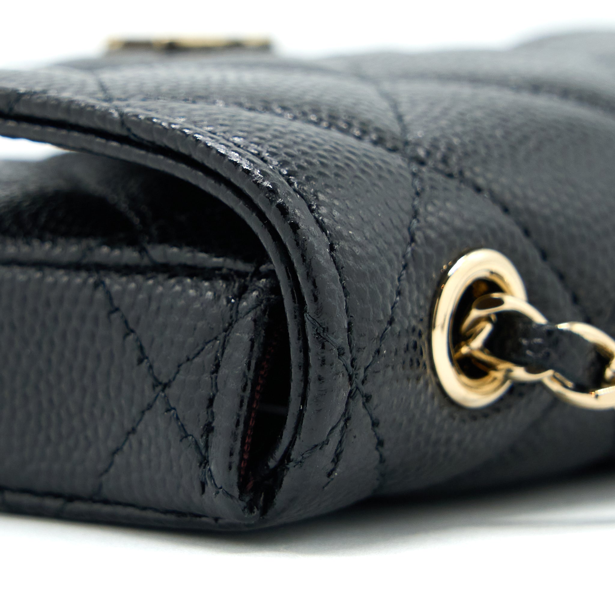CHANEL FLAP CARDHOLDER BELT BAG CAVIAR BLACK LGHW