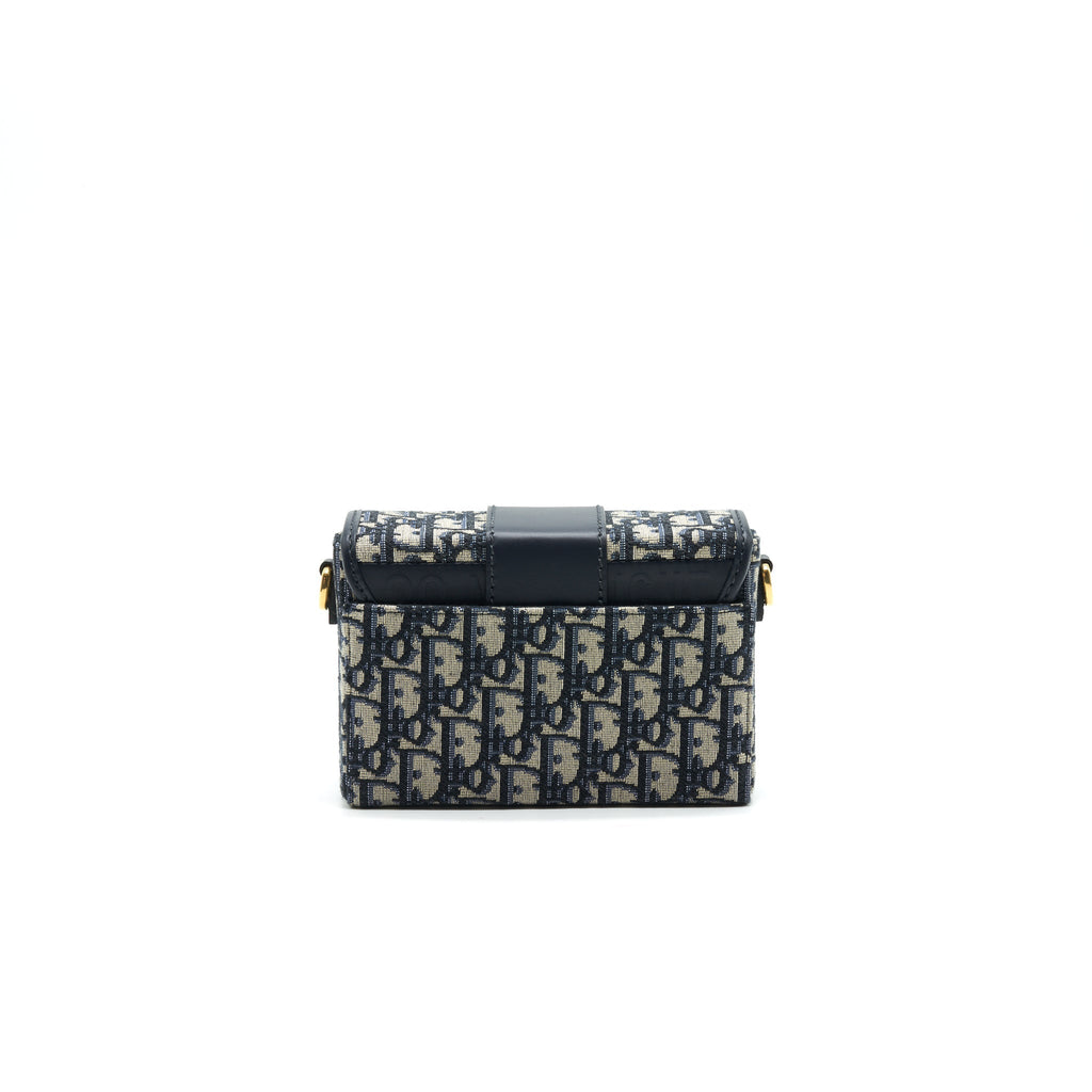 CHRISTIAN DIOR 30 MONTAIGNE BOX BAG OBLIQUE CANVAS BLUE
