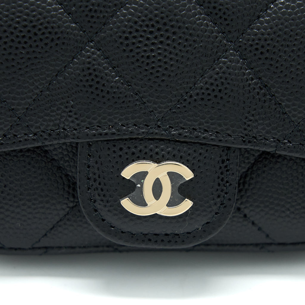 CHANEL FLAP CARDHOLDER BELT BAG CAVIAR BLACK LGHW