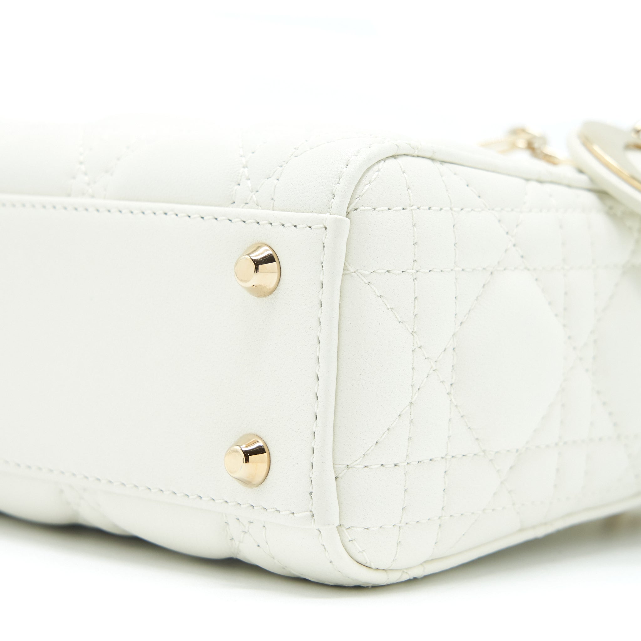 DIOR MINI LADY DIOR TOTE BAG LAMBSKIN WHITE LGHW