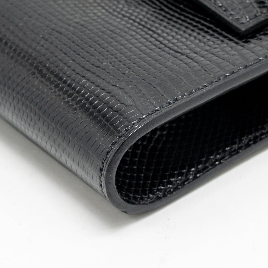 HERMES KELLY TO GO LIZARD NILOTICUS LISSE BLACK GHW