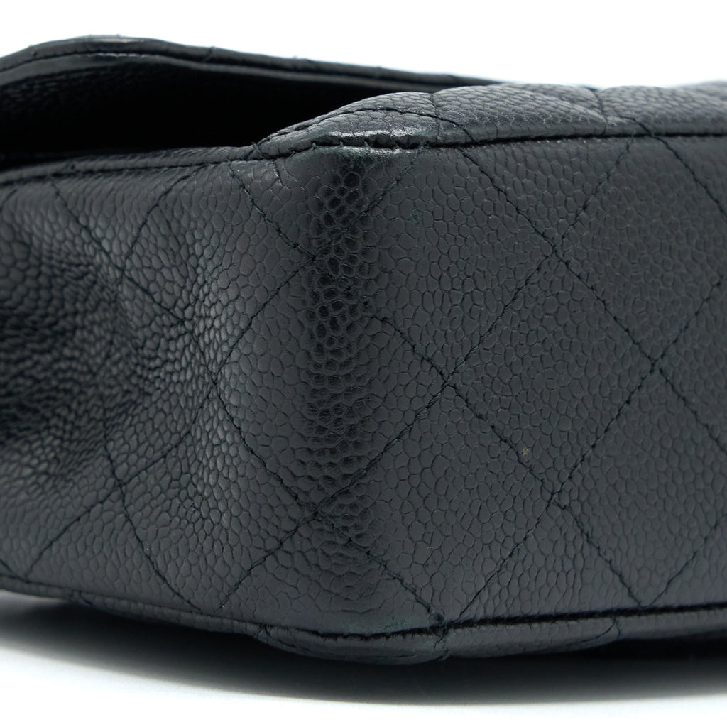 CHANEL MEDIUM CLASSIC DOUBLE FLAP BAG CAVIAR BLACK SHW