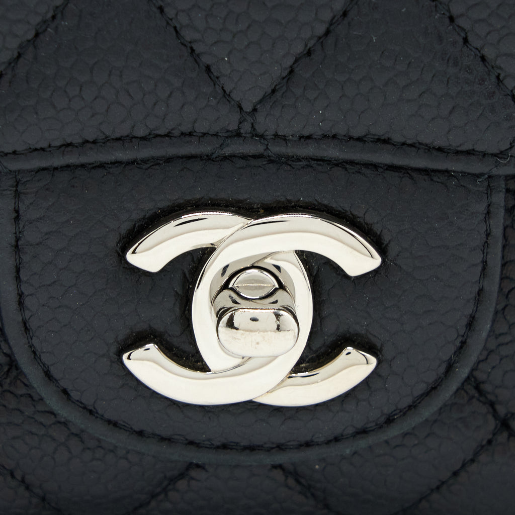 CHANEL MEDIUM CLASSIC DOUBLE FLAP BAG CAVIAR BLACK SHW