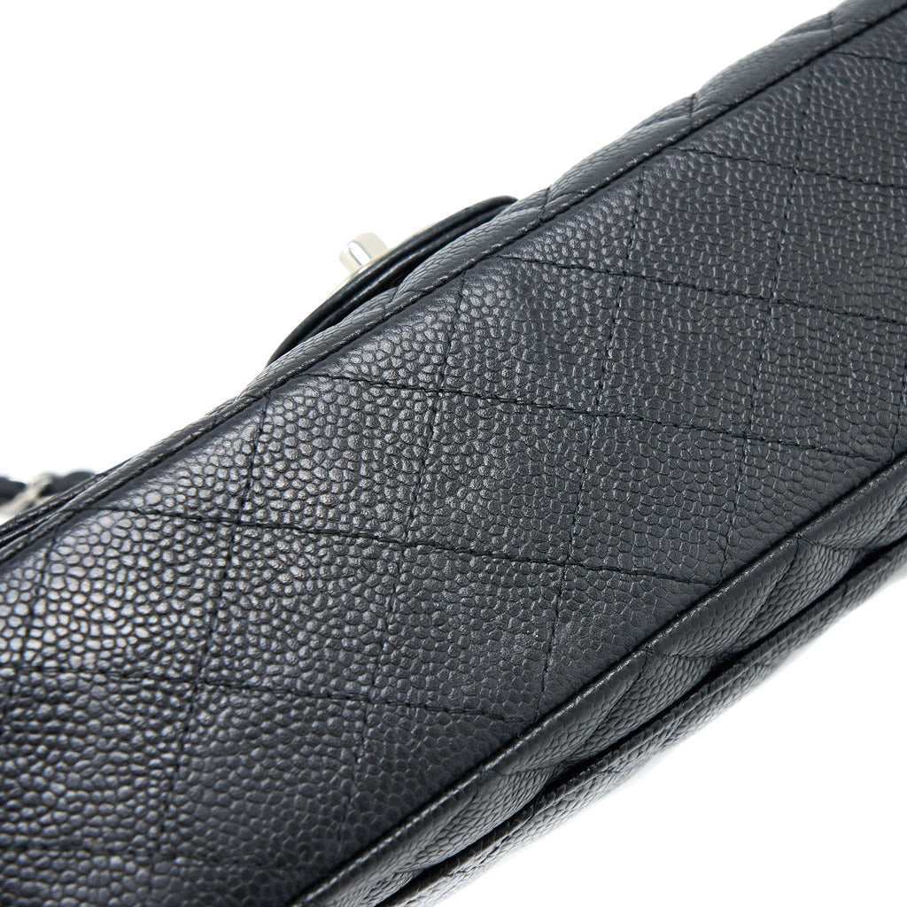 CHANEL MEDIUM CLASSIC DOUBLE FLAP BAG CAVIAR BLACK SHW