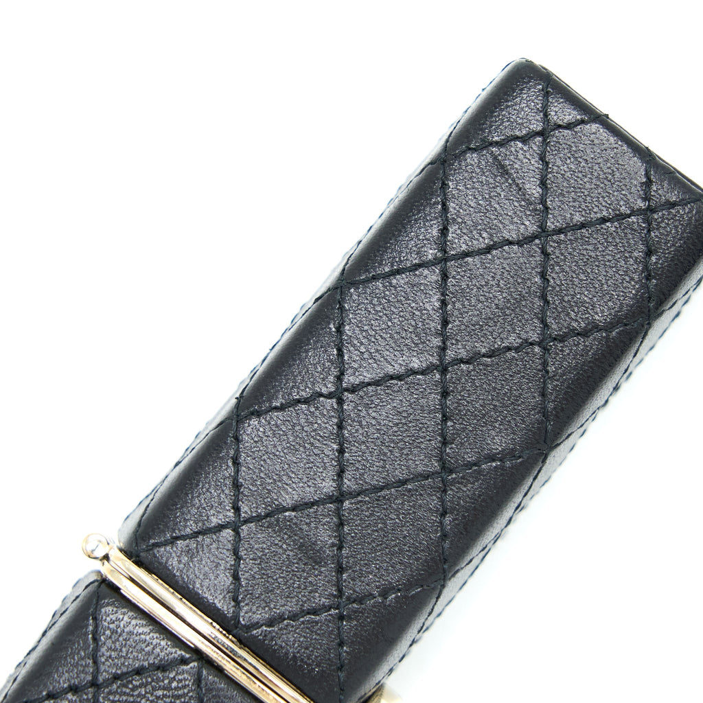 CHANEL SQUARED LIPSTICK CASE ON CHAIN BLACK LGHW
