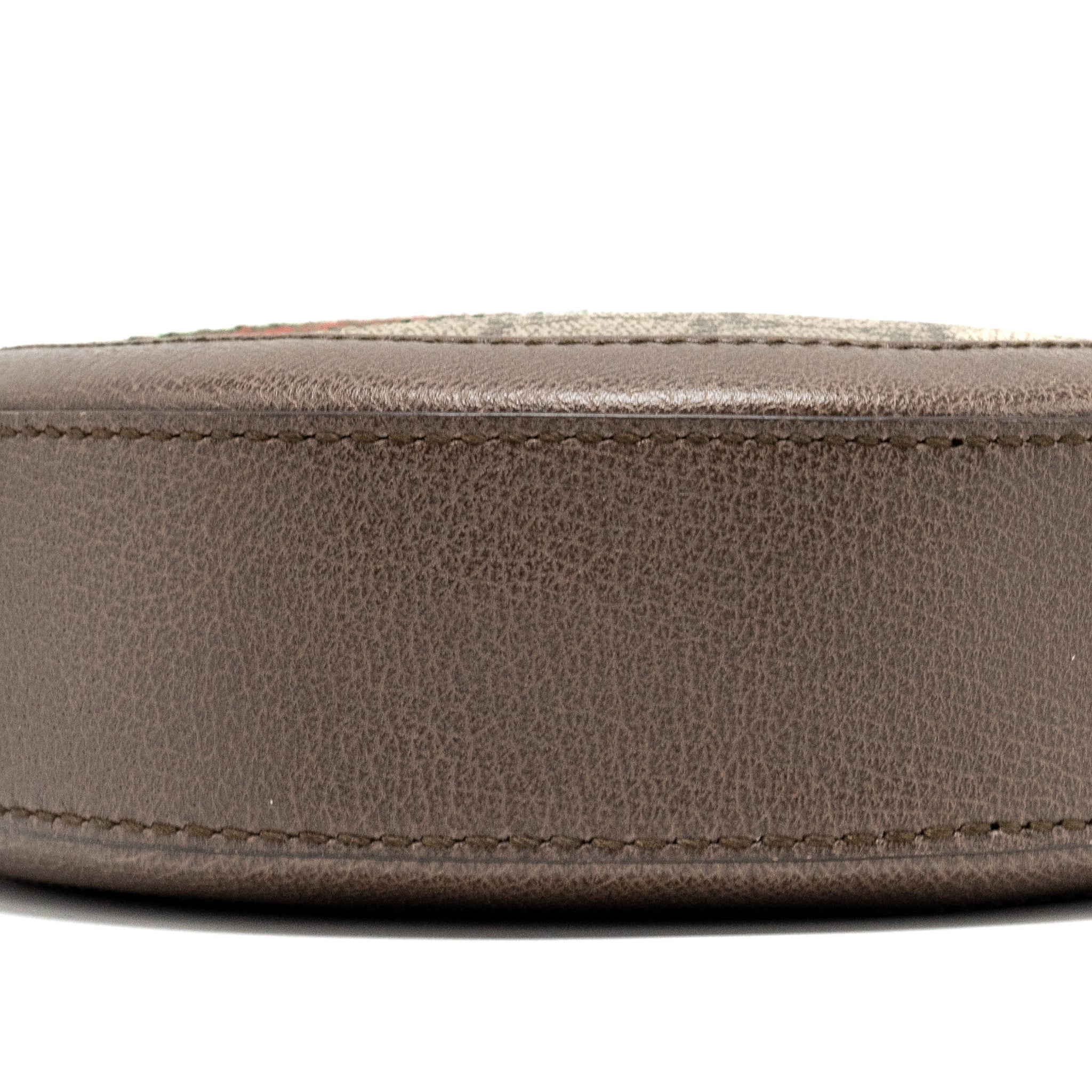 GUCCI OPHIDIA GG MINI ROUND SHOULDER BAG GG SUPREME CANVAS / BROWN GHW