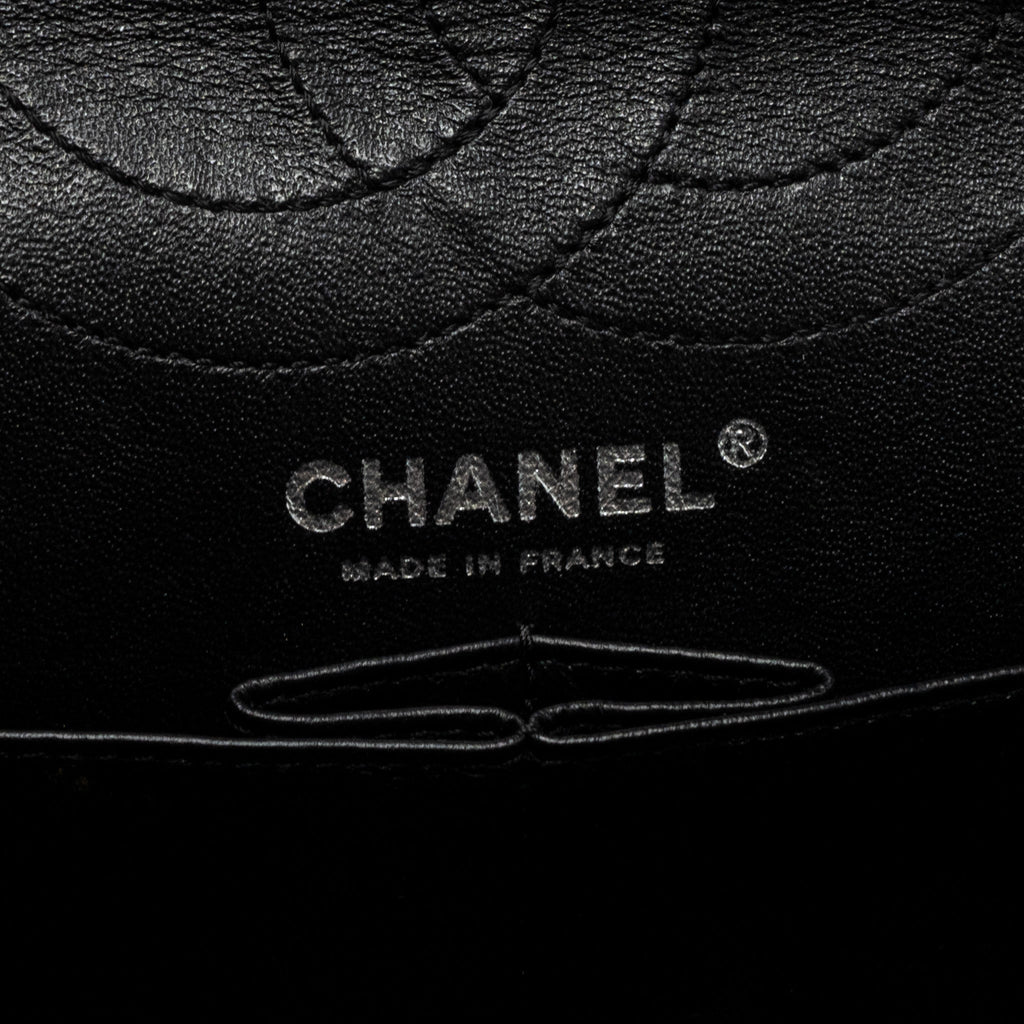CHANEL 2.55 226 REISSUE DOUBLE FLAP BAG GRAINED CALFSKIN BLACK SHW