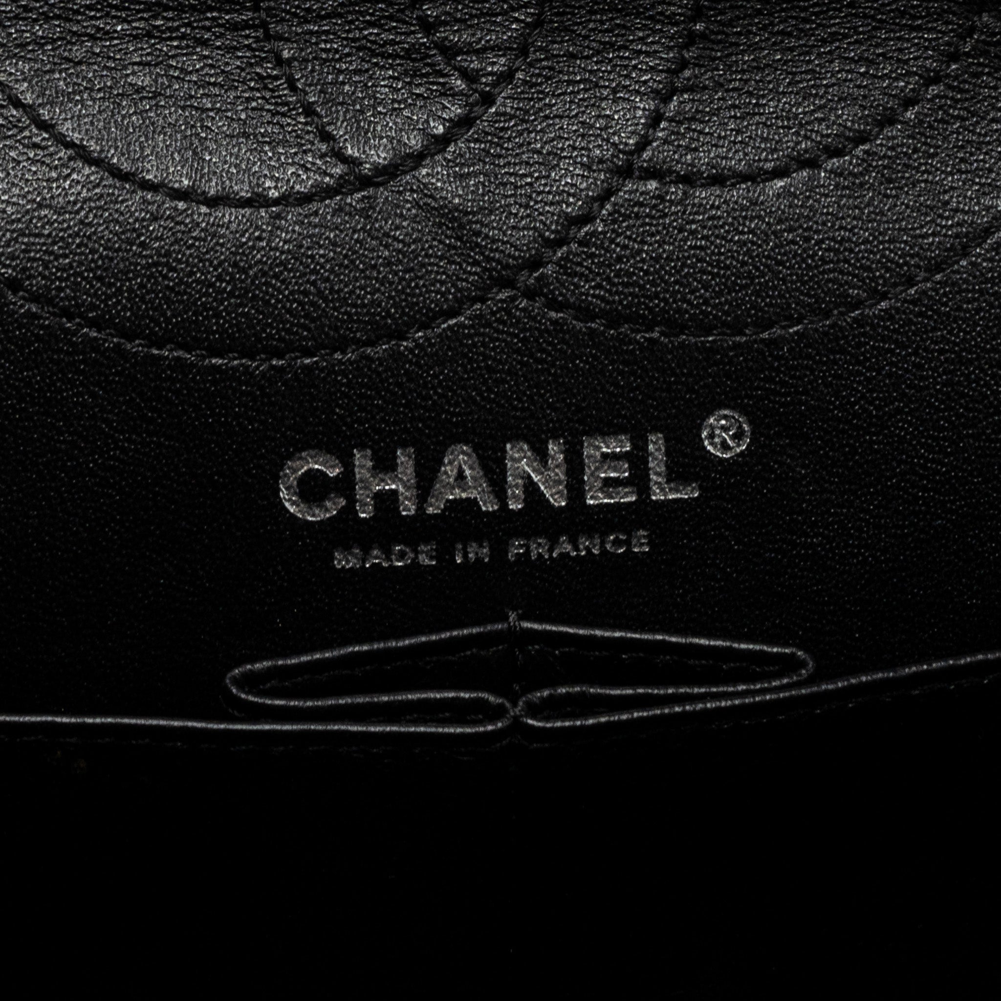 CHANEL 2.55 226 REISSUE DOUBLE FLAP BAG GRAINED CALFSKIN BLACK SHW