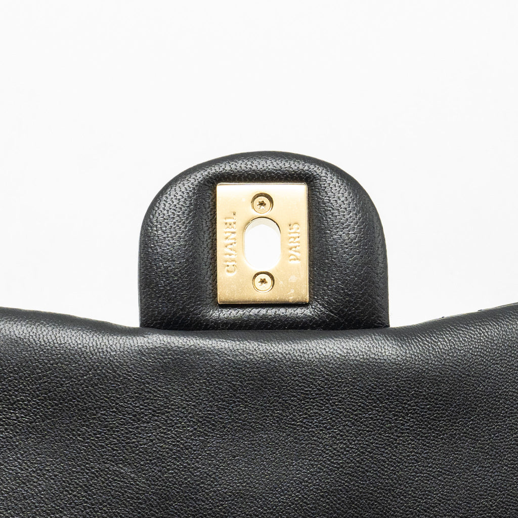 CHANEL 24S TOP HANDLE MINI FLAP BAG LAMBSKIN BLACK GHW (MICROCHIP)