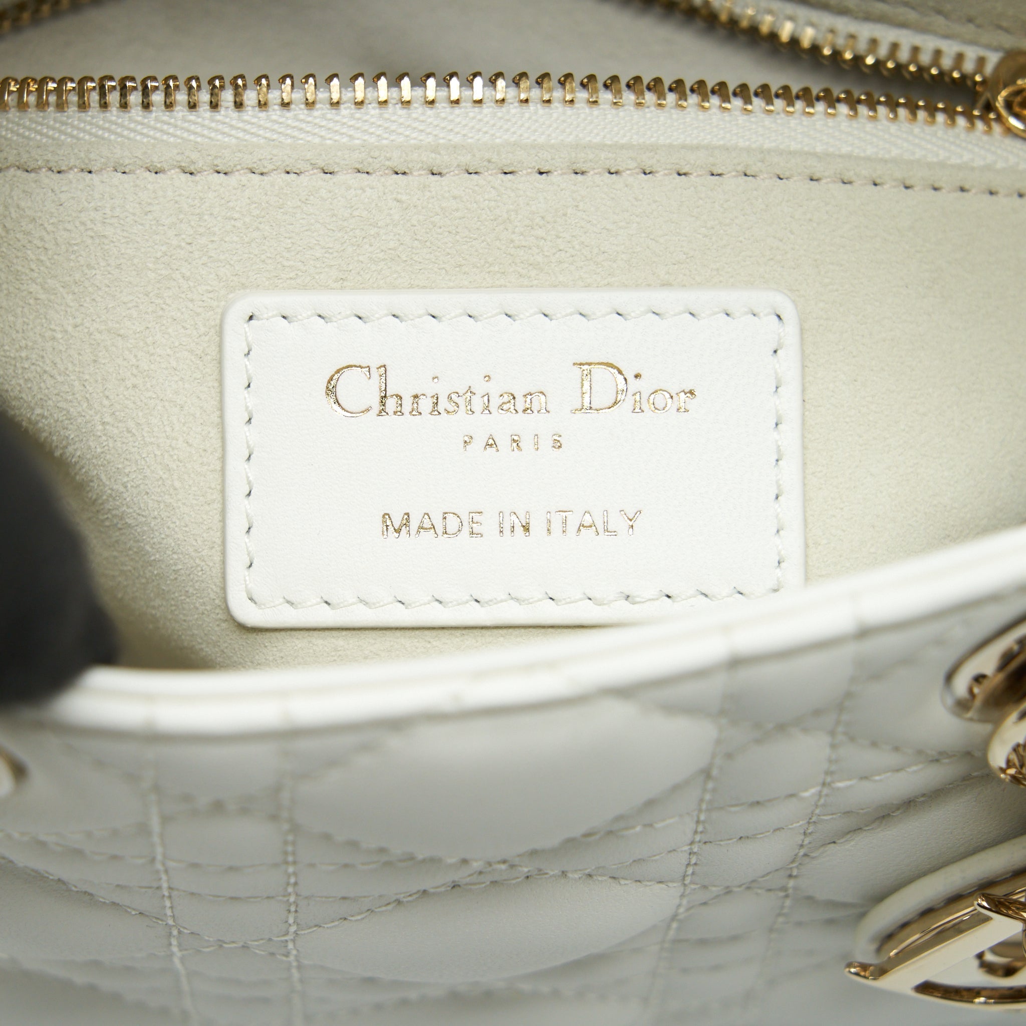 DIOR MINI LADY DIOR TOTE BAG LAMBSKIN WHITE LGHW