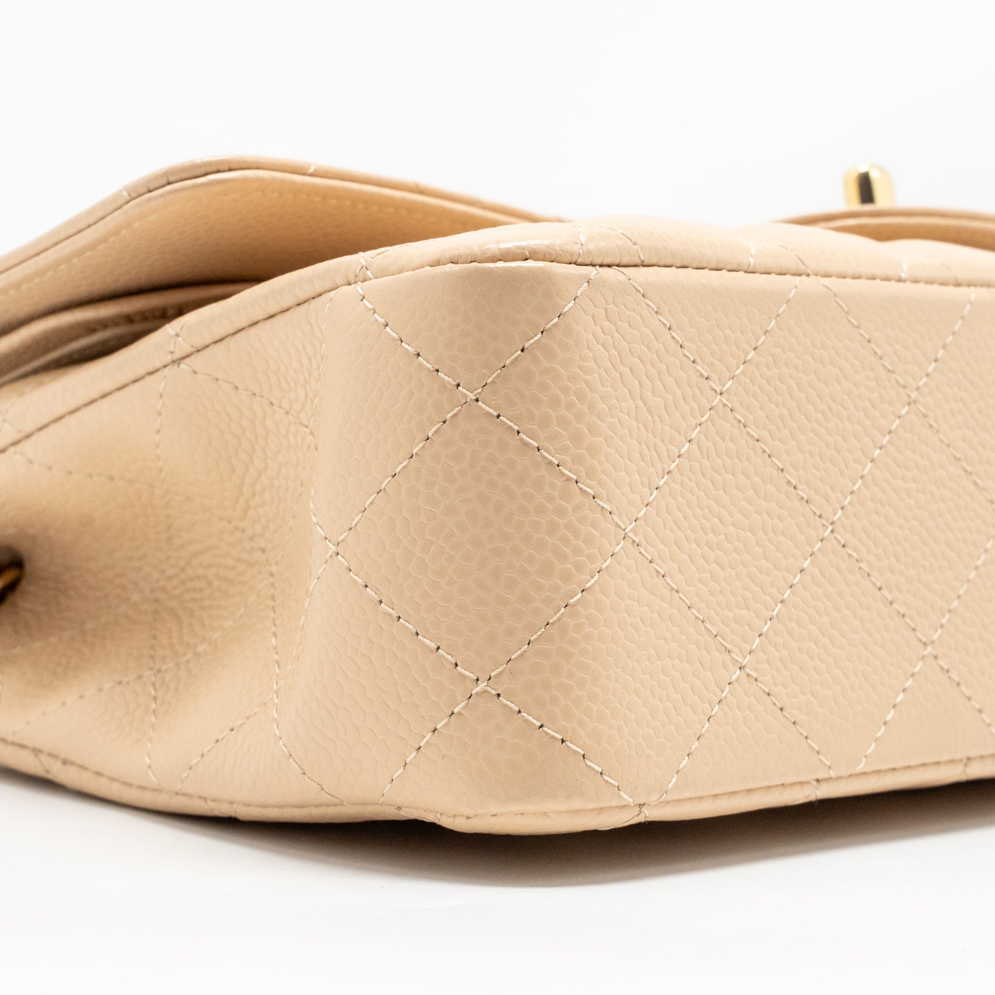 CHANEL MEDIUM CLASSIC DOUBLE FLAP BAG CAVIAR BEIGE GHW