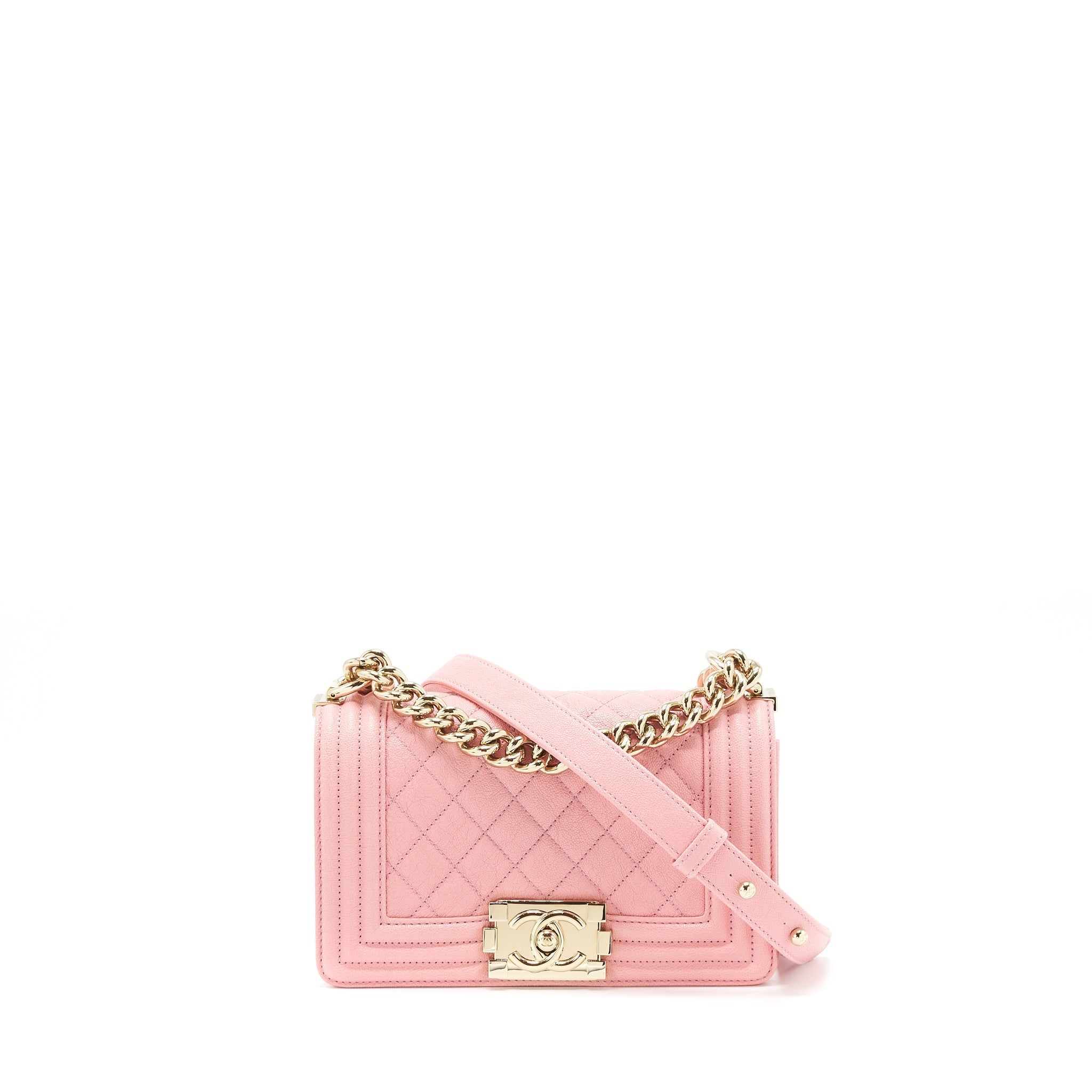 CHANEL SMALL BOY CAVIAR LIGHT PINK LGHW