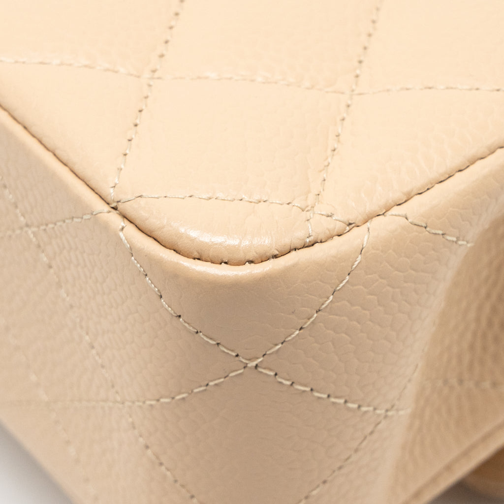 CHANEL MEDIUM CLASSIC DOUBLE FLAP BAG CAVIAR BEIGE GHW