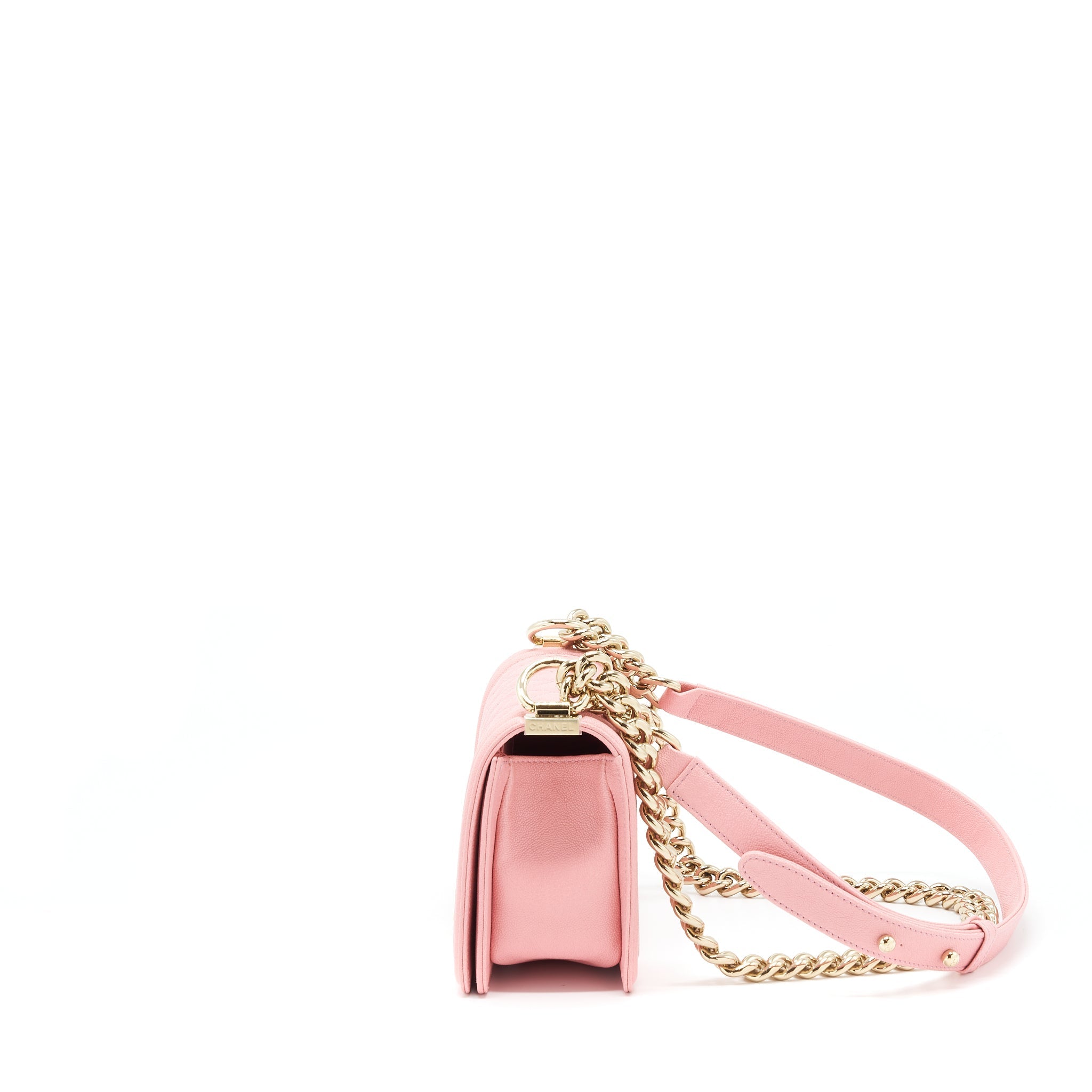 CHANEL SMALL BOY CAVIAR LIGHT PINK LGHW