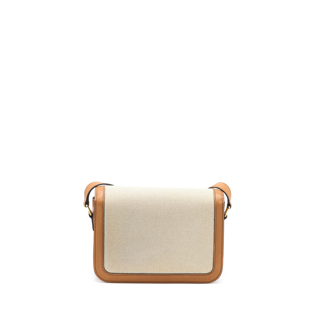CELINE TRIOMPHE BAG TEXTILE/CALFSKIN WHITE/TAN GHW