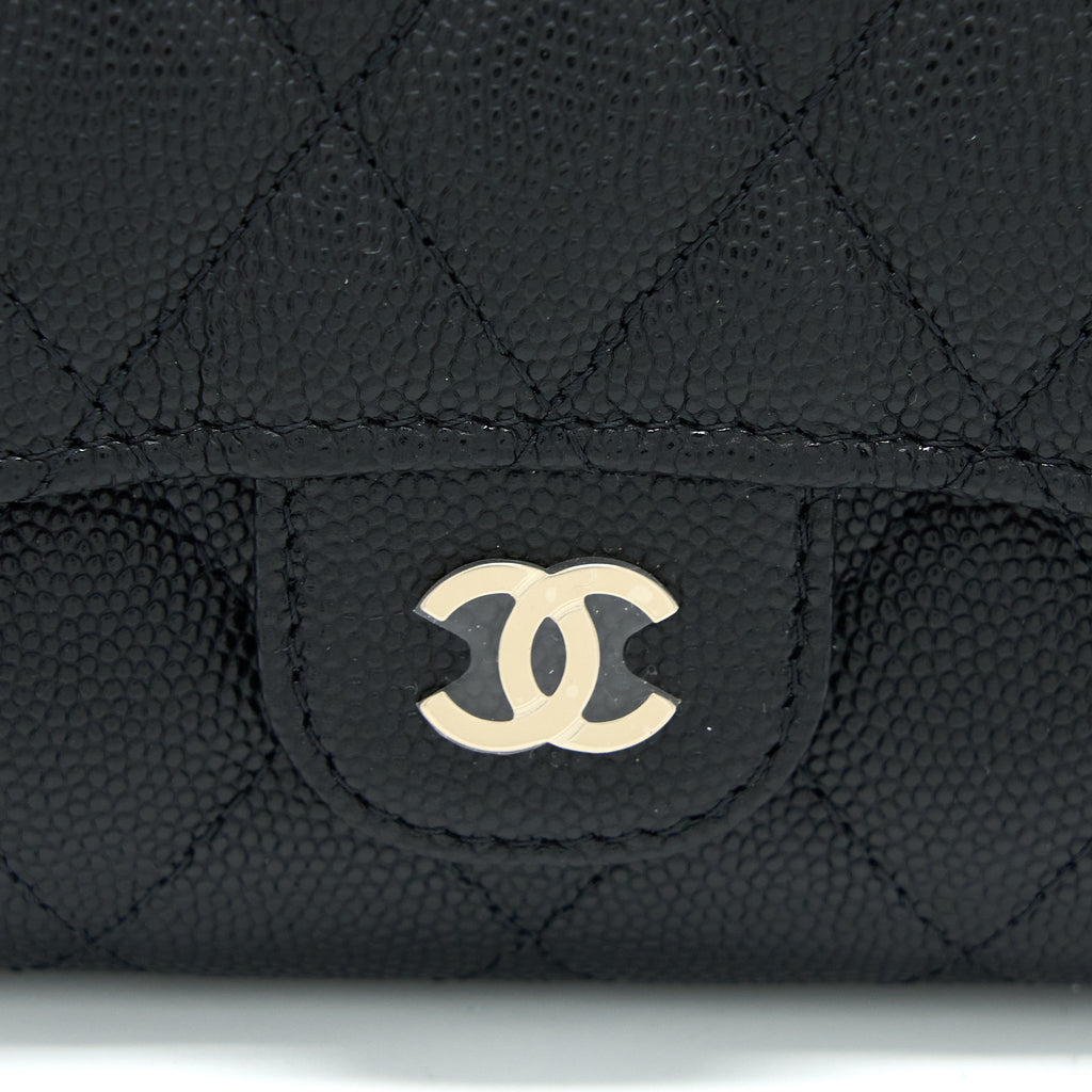 CHANEL CLASSIC FLAP COMPACT WALLET CAVIAR BLACK LGHW