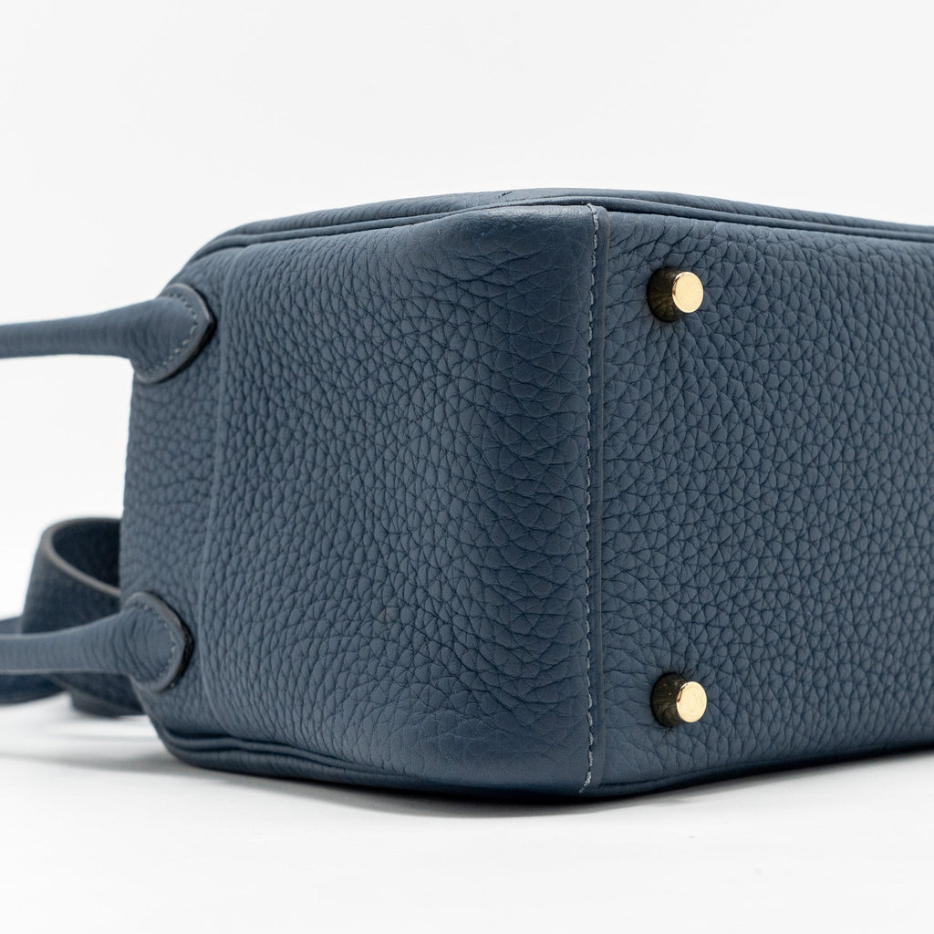 HERMES MINI LINDY CLEMENCE BLEU DE PRUSSE GHW
