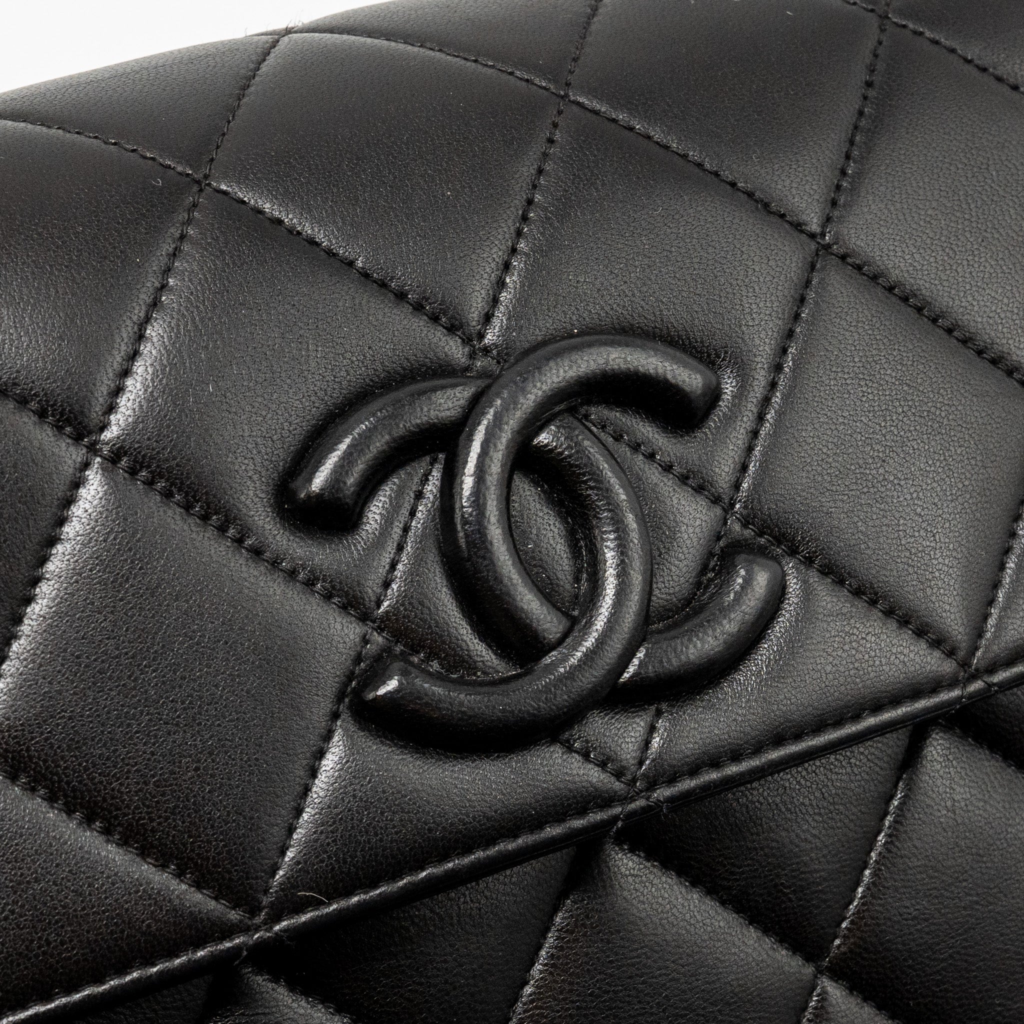 CHANEL VINTAGE QUILTED CC FLAP BAG LAMBSKIN BLACK GHW