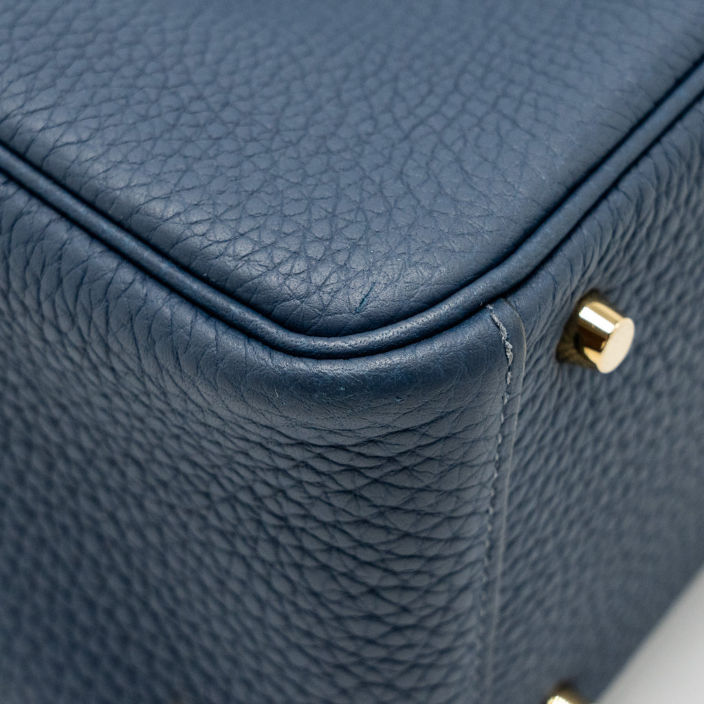 HERMES MINI LINDY CLEMENCE BLEU DE PRUSSE GHW