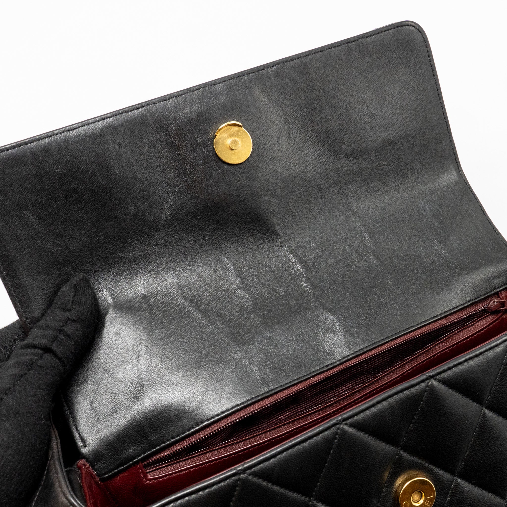 CHANEL VINTAGE QUILTED CC FLAP BAG LAMBSKIN BLACK GHW
