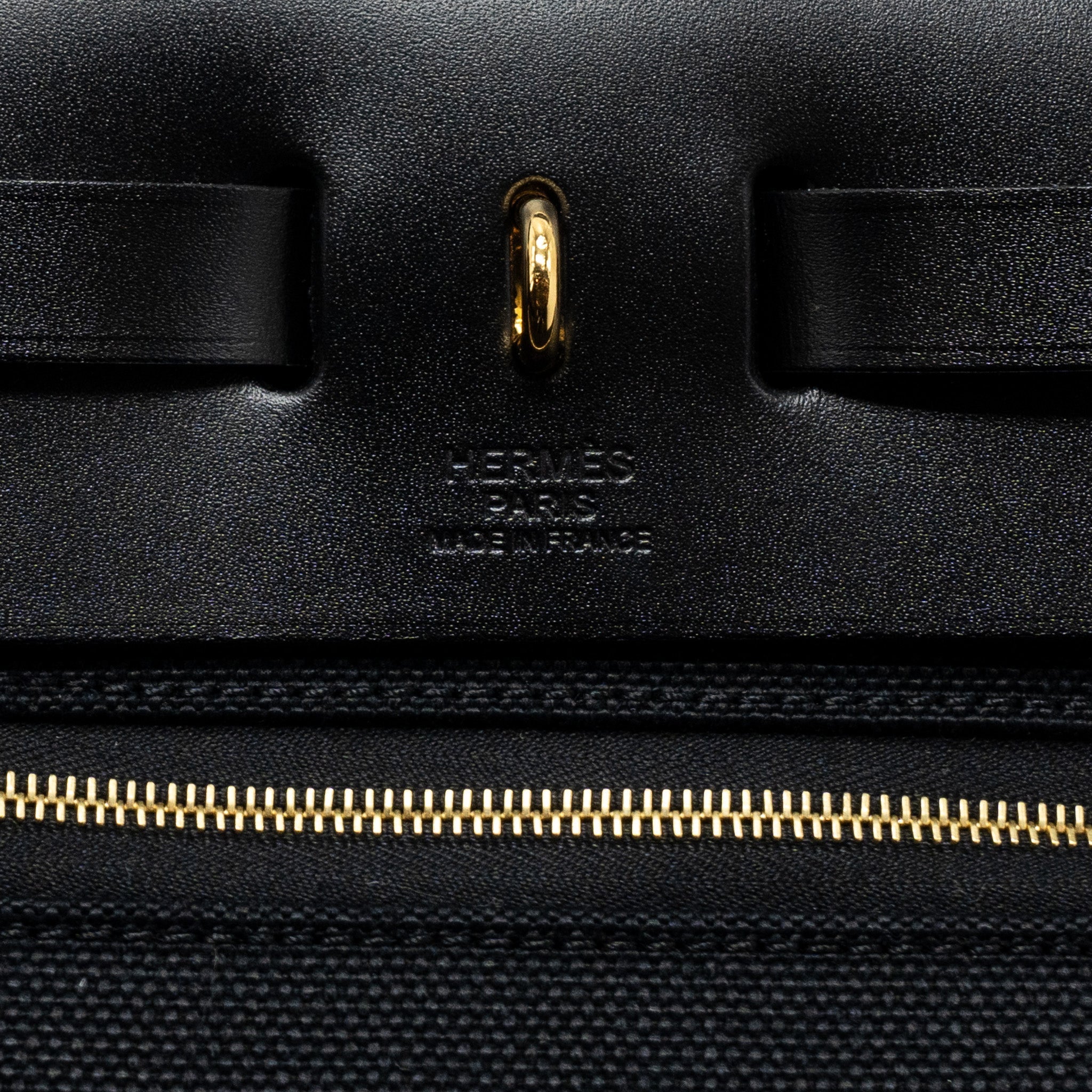 HERMES HERBAG ZIP 31 BAG CANVAS/ HUNTER LEATHER BLACK GHW