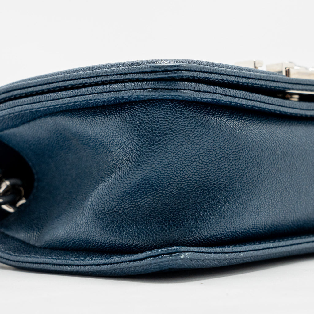 CHANEL SMALL BOY BAG CAVIAR NAVY SHW
