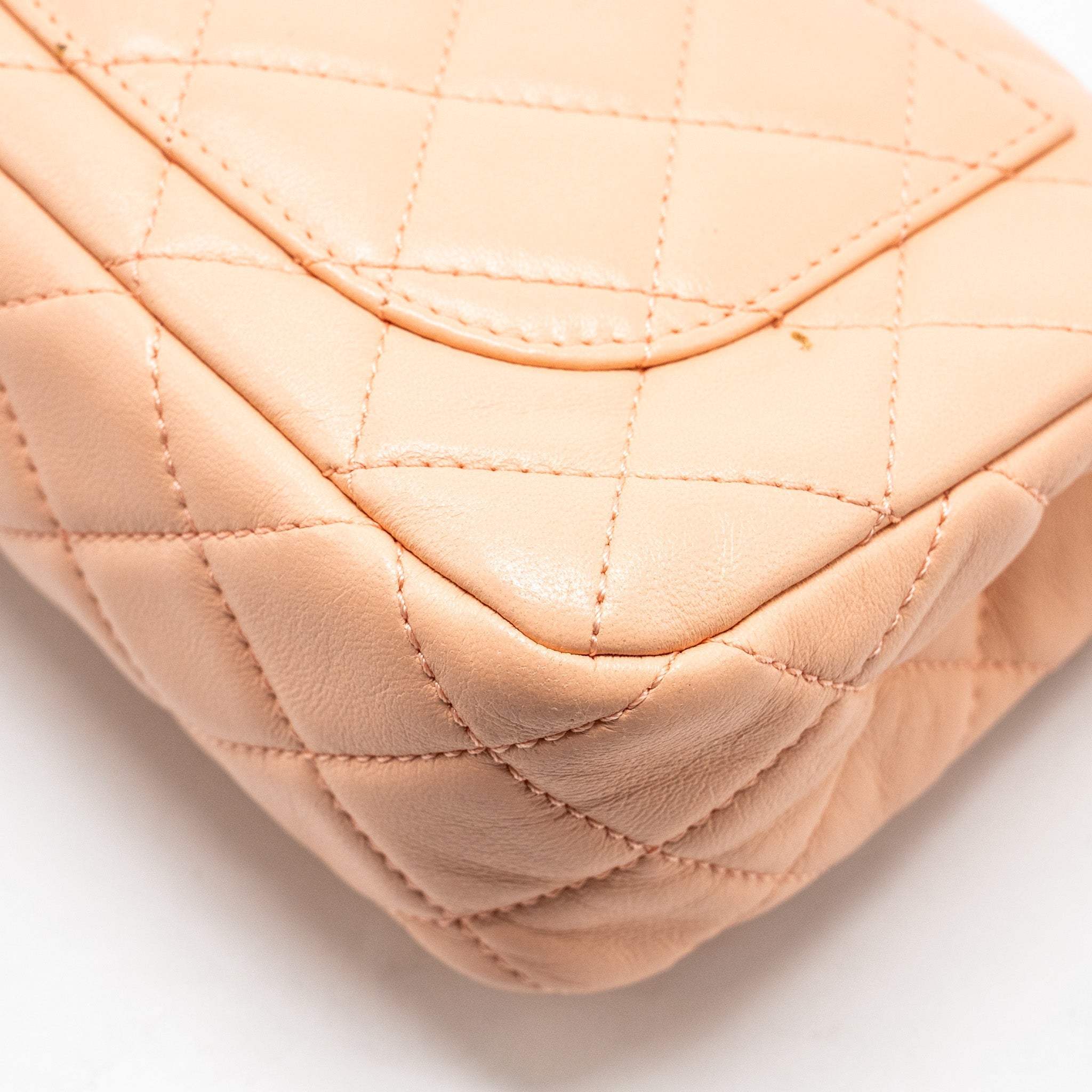 CHANEL PEARL CRUSH MINI RECTANGULAR FLAP BAG LAMBSKIN PINK GHW (MICROCHIP)