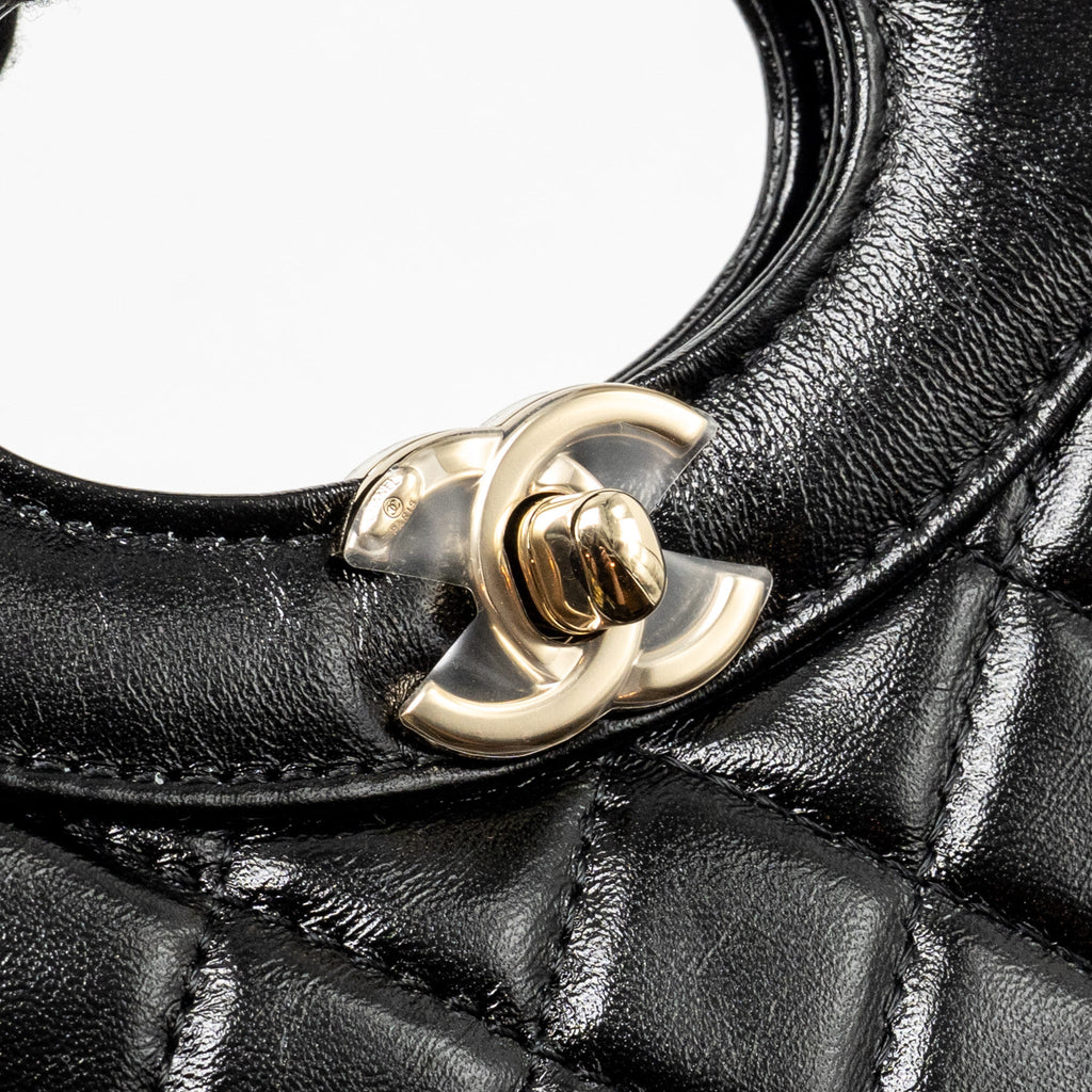 CHANEL MINI 31 BAG SHINY LAMBSKIN BLACK LGHW (MICROCHIP)