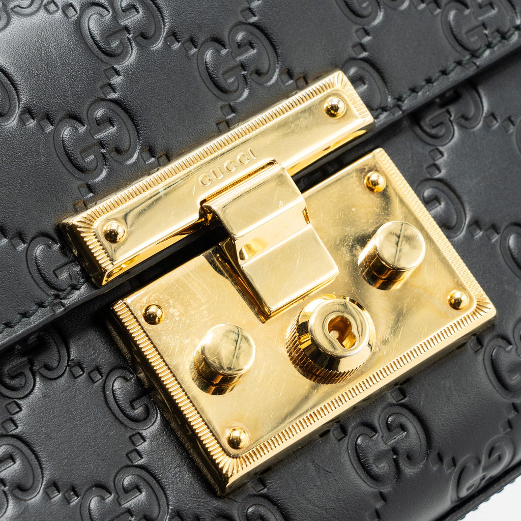 GUCCI SMALL PADLOCK CHAIN BAG CALFSKIN BLACK GHW