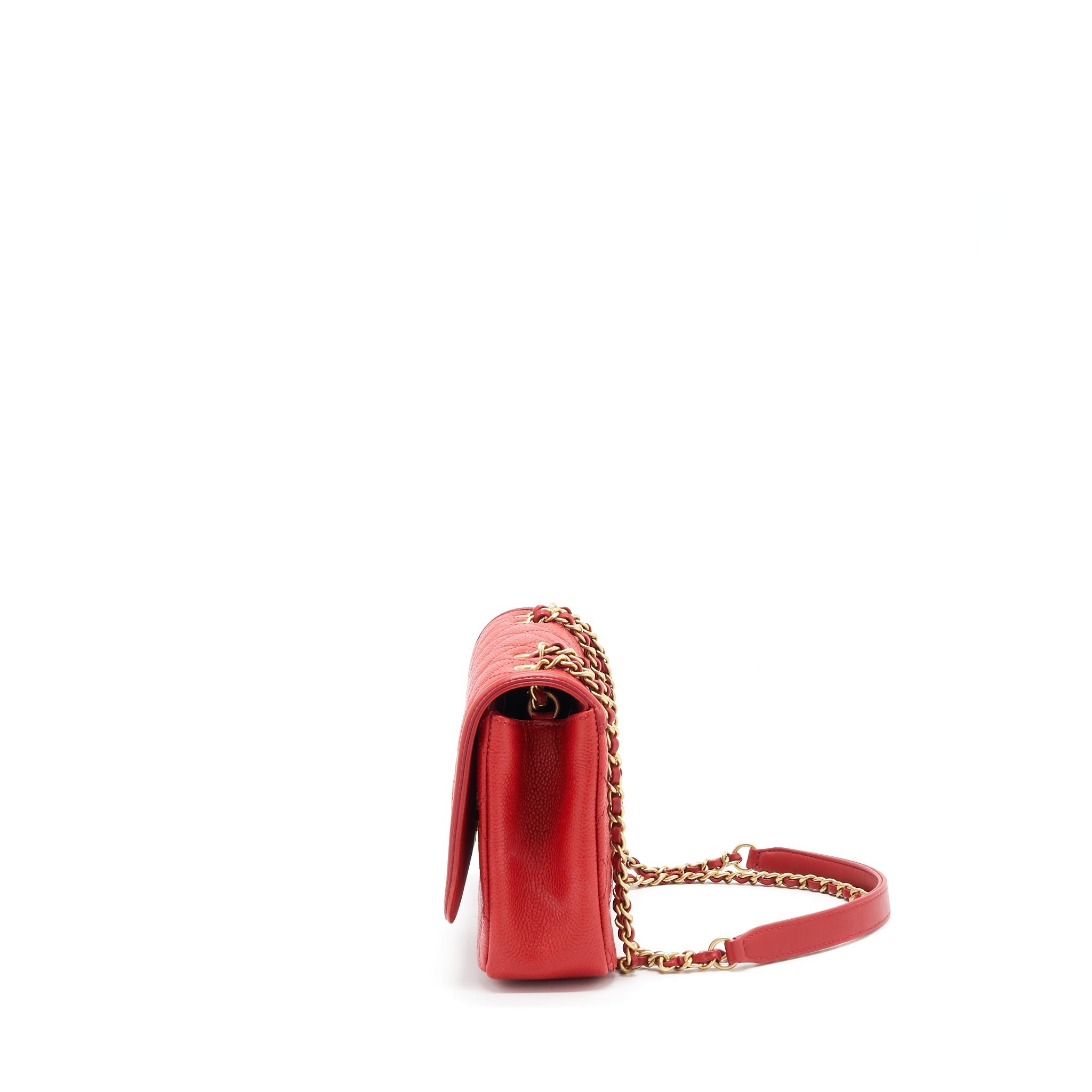 CHANEL FILIGREE FLAP BAG CAVIAR RED GHW