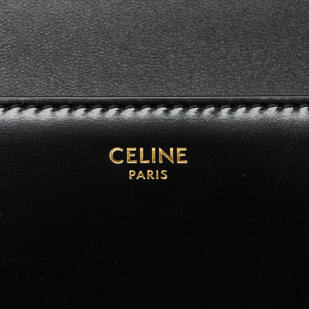 CELINE TRIOMPHE CHAIN SHOULDER BAG SHINY CALFSKIN BLACK GHW
