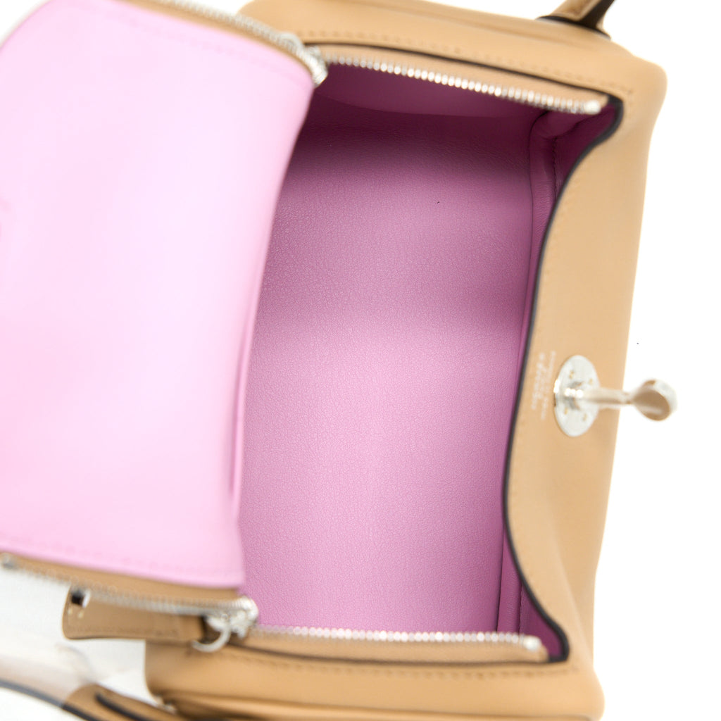 HERMES MINI LINDY SWIFT CHAI / MAUVE SYLVESTRE SHW