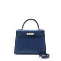 HERMES KELLY 28 OSTRICH BLUE SAPHIR SHW