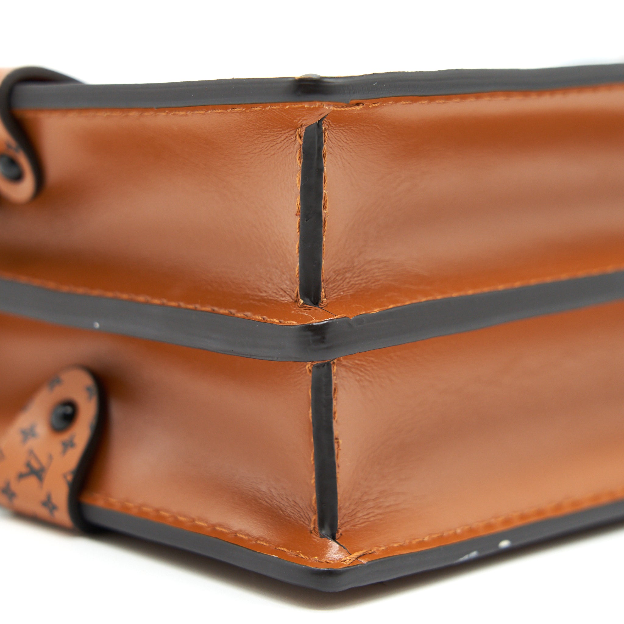 LOUIS VUITTON TRUNK CLUTCH MALLETAGE DENIM WITH MONOGRAM LEATHER
