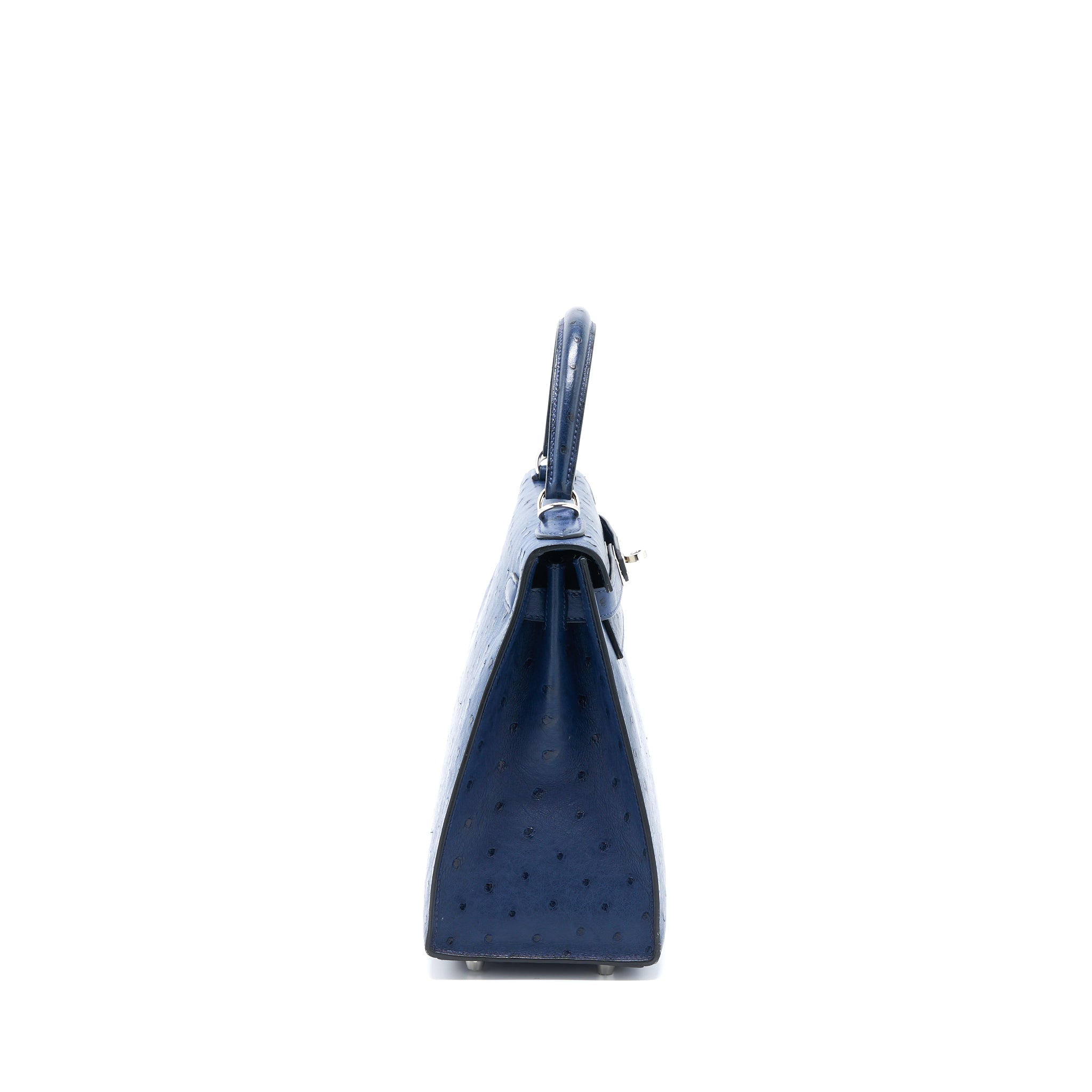 HERMES KELLY 28 OSTRICH BLUE SAPHIR SHW