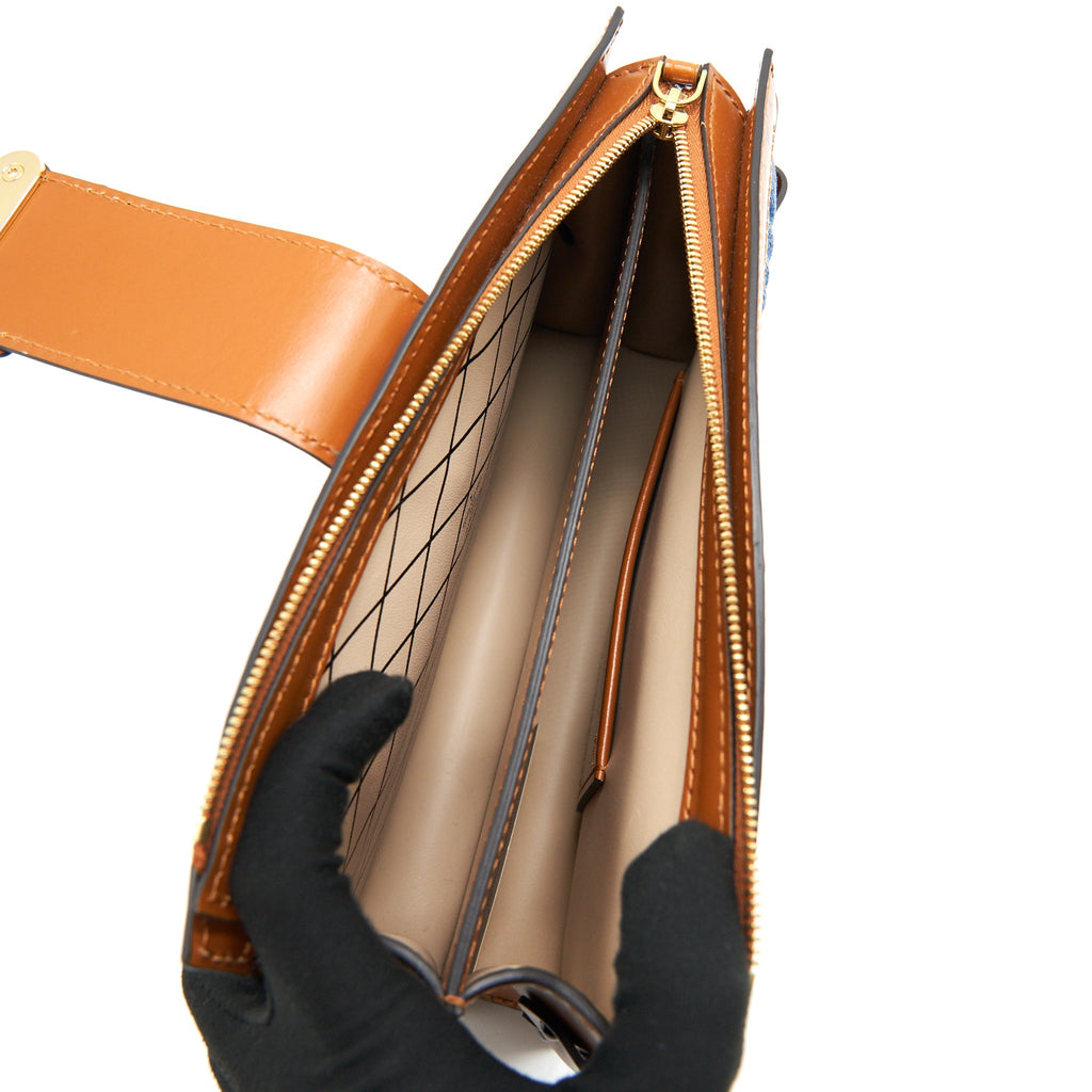 LOUIS VUITTON TRUNK CLUTCH MALLETAGE DENIM WITH MONOGRAM LEATHER
