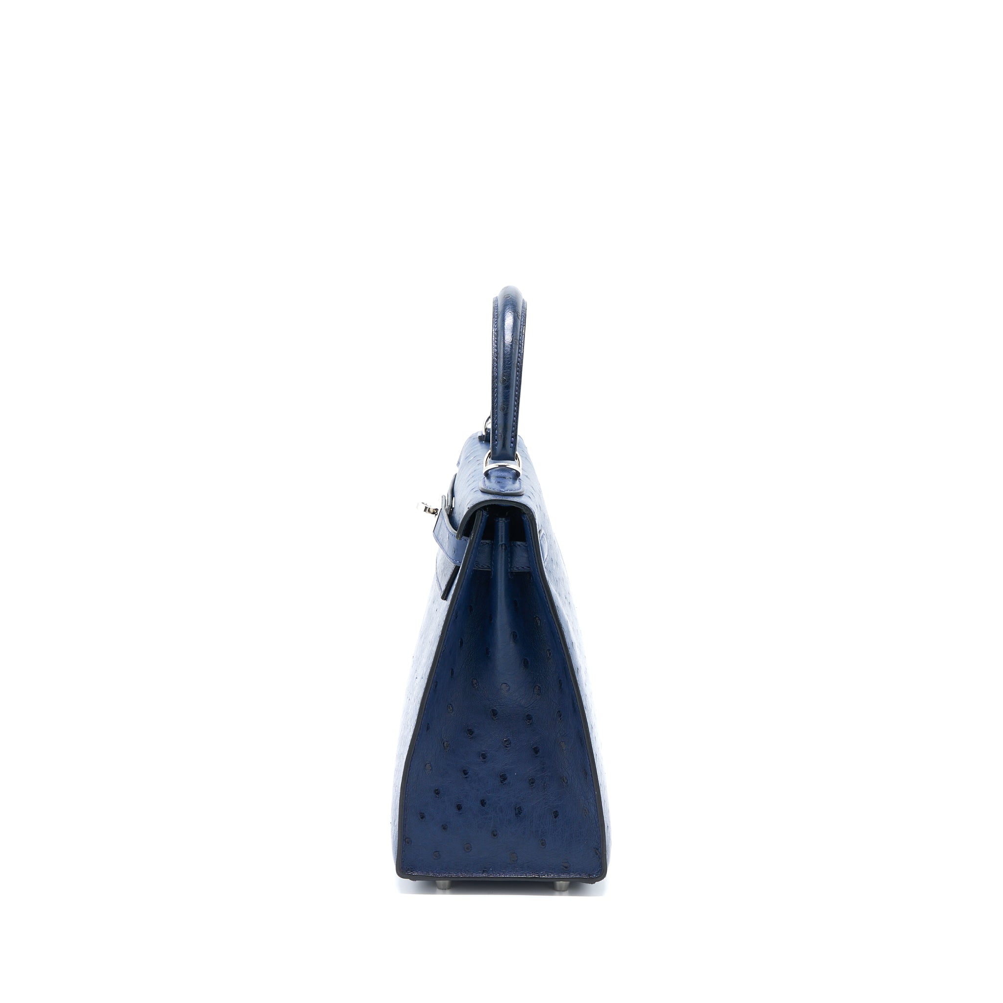 HERMES KELLY 28 OSTRICH BLUE SAPHIR SHW