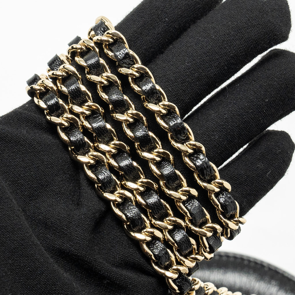 CHANEL MINI 31 CLUTCH WITH CHAIN SHINY LAMBSKIN BLACK LGHW (MICROCHIP)