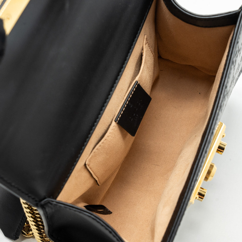 GUCCI SMALL PADLOCK CHAIN BAG CALFSKIN BLACK GHW