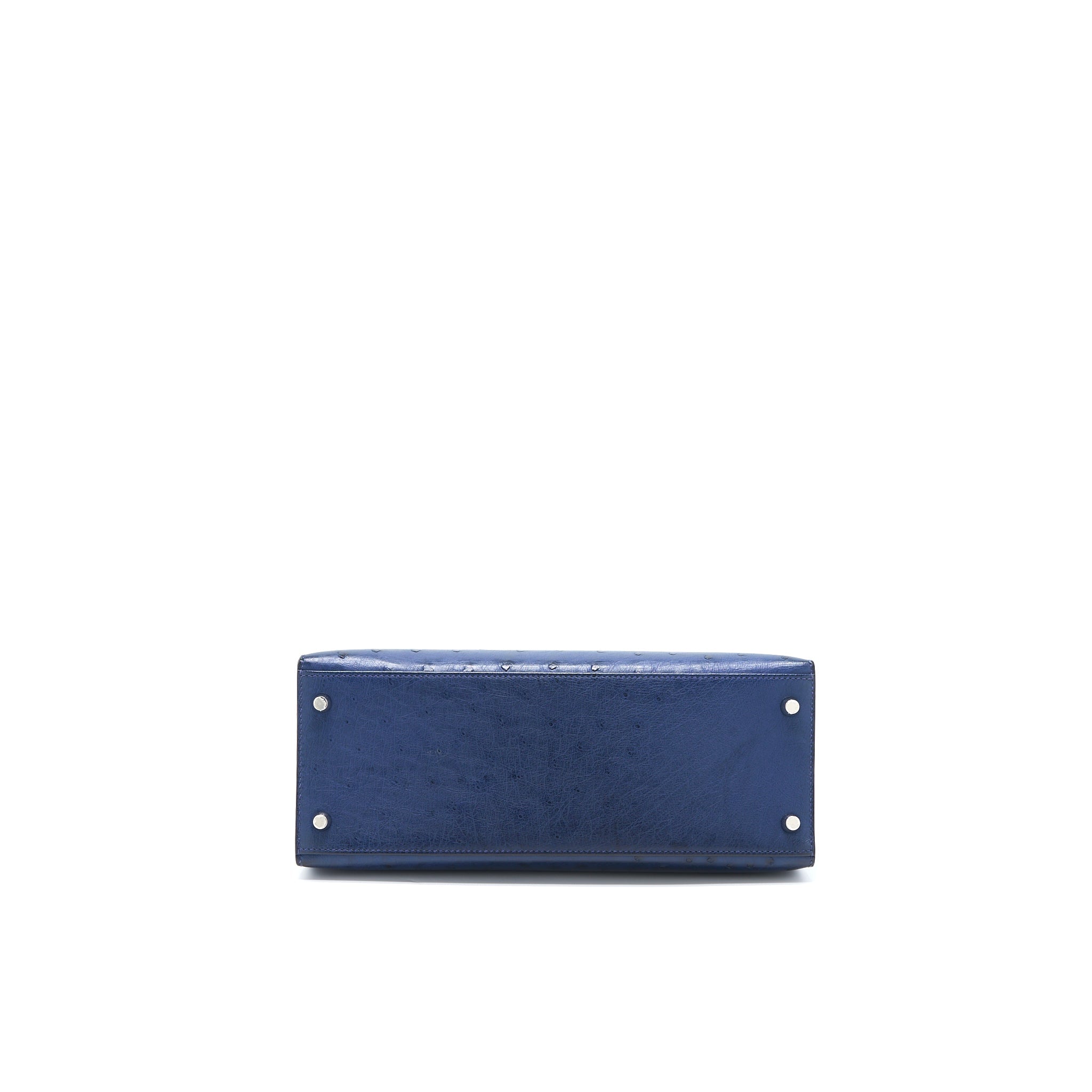 HERMES KELLY 28 OSTRICH BLUE SAPHIR SHW