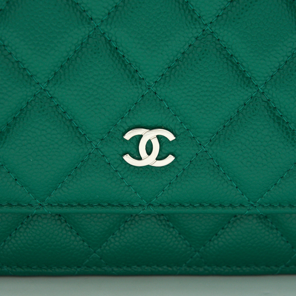 CHANEL CLASSIC WALLET ON CHAIN CAVIAR GREEN SHW